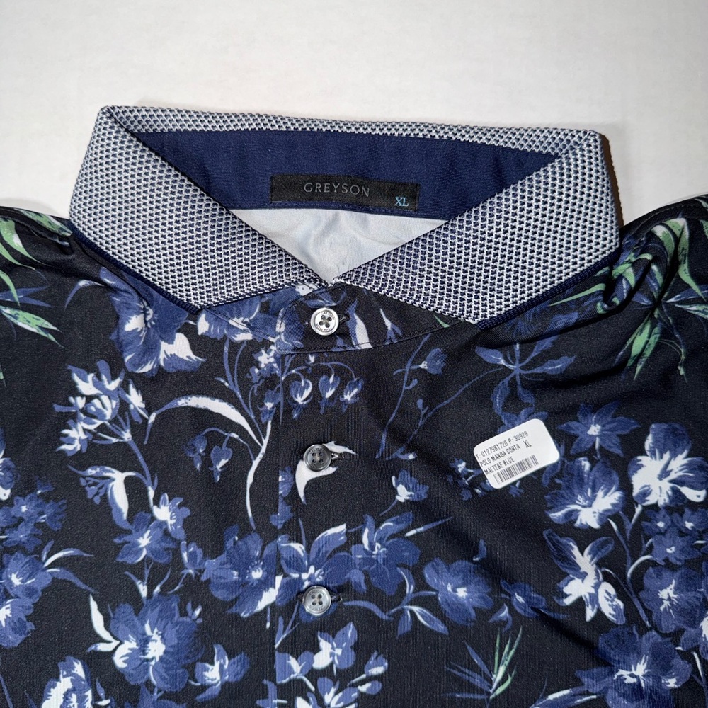 Greyson Navy Floral Polo Shirt - Picture 2 of 5